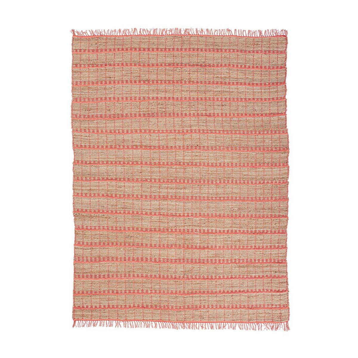 Handmade Jute and Pink Cotton Living Room Rug 160x230cm Ruanda Promotion
