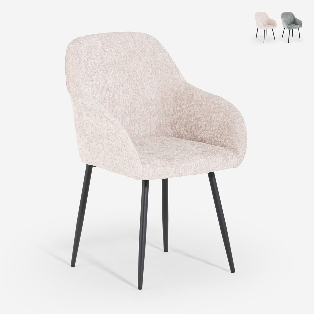 Modern Chenille Dining Chair with Armrests - Daiva Promotion