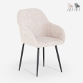 Modern Chenille Dining Chair with Armrests - Daiva Promotion
