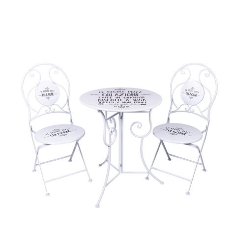 White Table Set with 2 Folding Outdoor Chairs Le Regole della Colazione Promotion