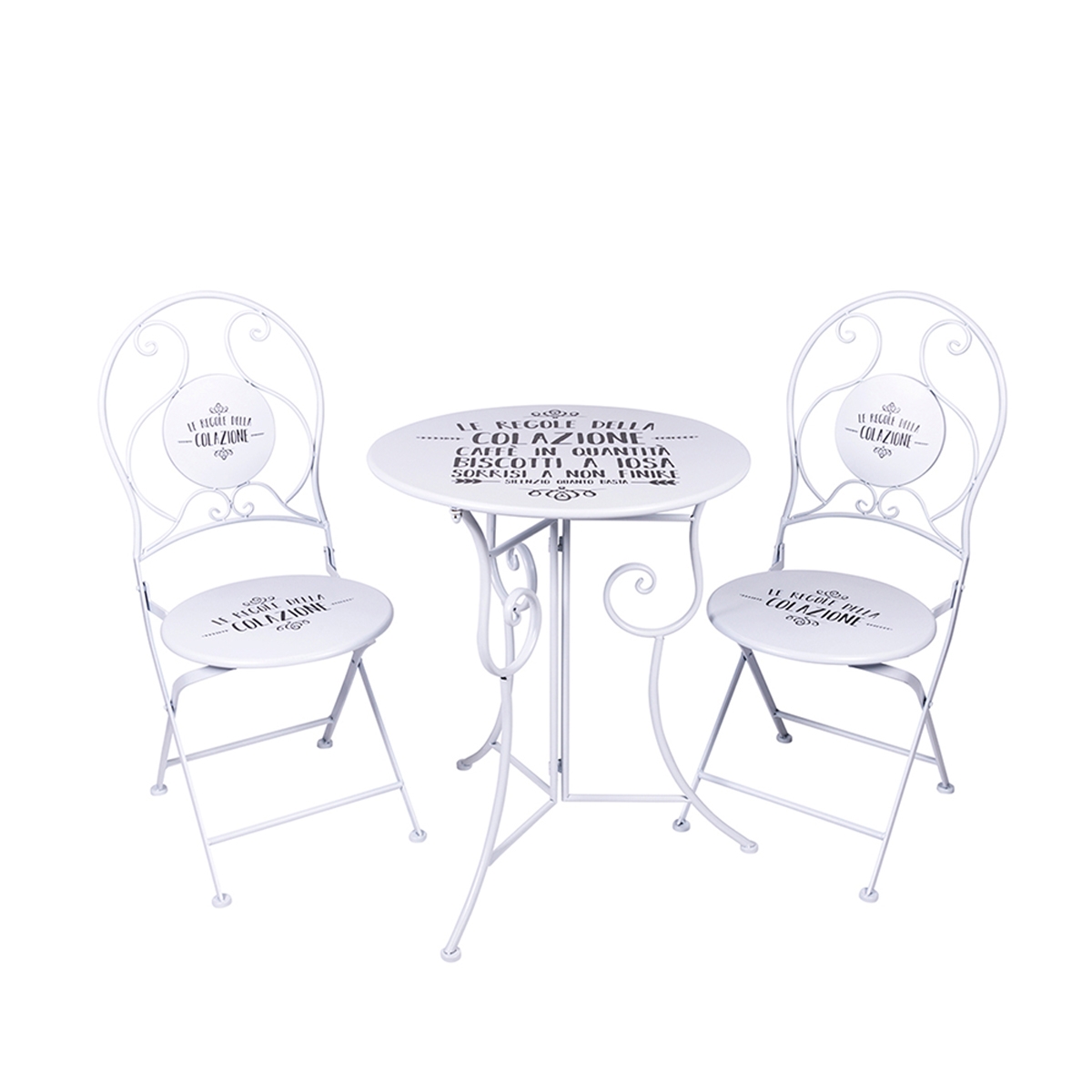 White Table Set with 2 Folding Outdoor Chairs Le Regole della Colazione Promotion