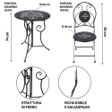 Outdoor Folding Table Set with 2 Black Iron Chairs - Pausa Perfetta Model