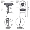 Outdoor Folding Table Set with 2 Black Iron Chairs - Pausa Perfetta Model