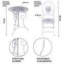 White Table Set with 2 Folding Outdoor Chairs Le Regole della Colazione Characteristics