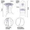 White Table Set with 2 Folding Outdoor Chairs Le Regole della Colazione Characteristics