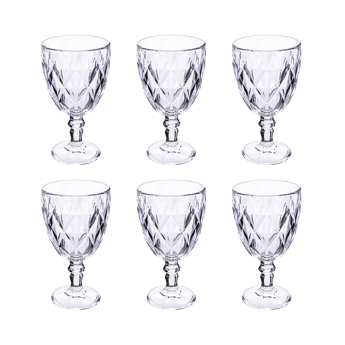 Set of 6 Transparent Glass Elizabeth Wine Glasses, 340 ml Promotion