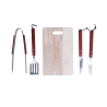 Pyros 4-Piece Stainless Steel BBQ Tool Set with Wooden Cutting Board On Sale