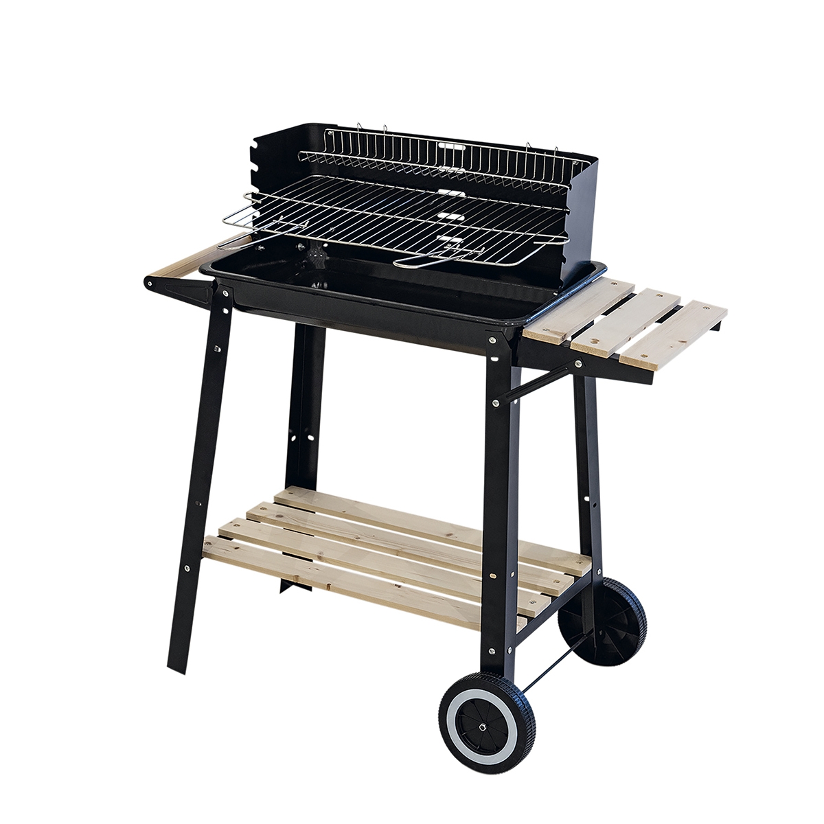 Charcoal Barbecue with Wheels and Adjustable Grill 48x28cm Noxor
