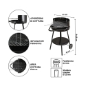 Pipra Round Charcoal Barbecue with Adjustable Grill Ø 48cm and Wheels Model