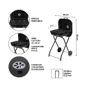 Charcoal BBQ Grill with Wheels and Lid 49x83x47cm Toska Model
