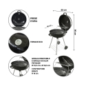 Seara Charcoal BBQ Round Grill Ø57x90cm with Wheels and Lid Measures