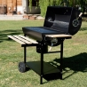 Charcoal Barbecue with Lid, Wheels, and 2 Wooden Shelves Matambre On Sale