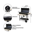 Charcoal Barbecue with Lid, Wheels, and 2 Wooden Shelves Matambre Cheap