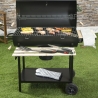Charcoal Barbecue with Lid, Wheels, and 2 Wooden Shelves Matambre Offers