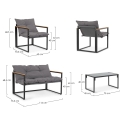 Bizzotto Ilda Outdoor Garden Set: 2 Armchairs, Sofa, and Coffee Table Measures