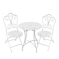 Provence Breakfast Outdoor Iron Table and 2 Chairs Set - White Promotion