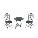 Provence Breakfast Outdoor Set: Black Iron Folding Table with 2 Chairs Promotion