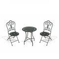 Provence Breakfast Outdoor Set: Black Iron Folding Table with 2 Chairs Promotion