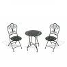 Provence Breakfast Outdoor Set: Black Iron Folding Table with 2 Chairs Promotion