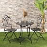 Provence Breakfast Outdoor Set: Black Iron Folding Table with 2 Chairs On Sale