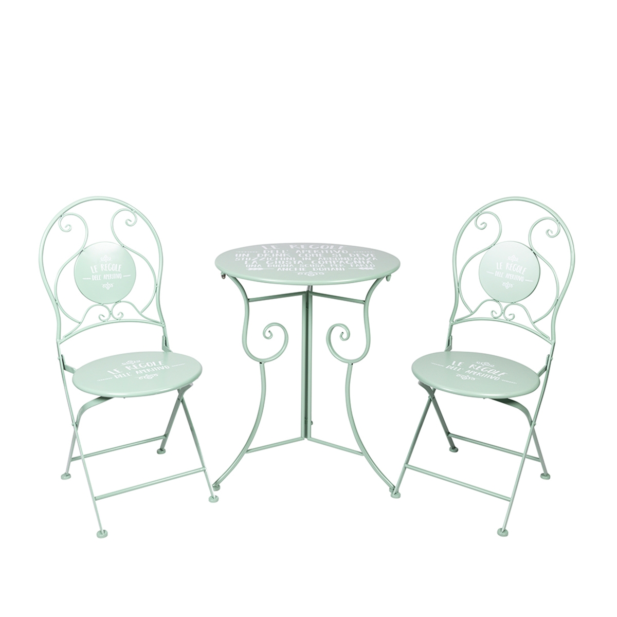 Green Folding Table and 2 Chairs Outdoor Set - Le Regole dell'Aperitivo Promotion