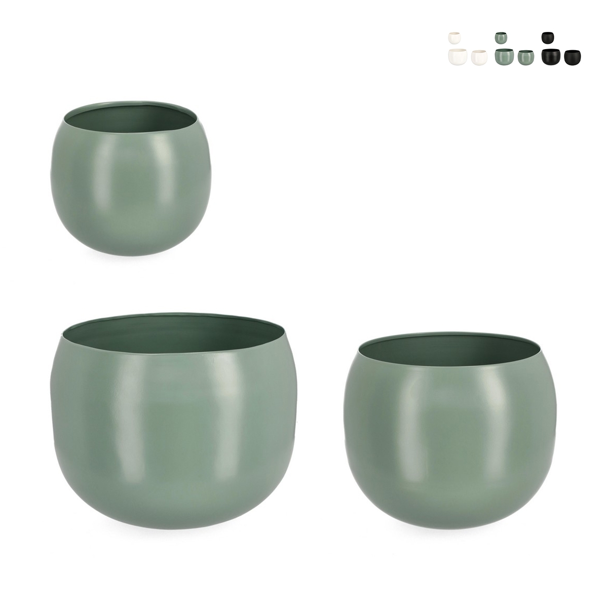 Set of 3 Round Flower Pots for Indoor Outdoor Plants Keyra