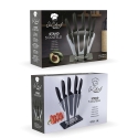 Set of 5 Black Stainless Steel Knives with Acrylic Stand - Nori Sale