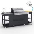 Beefmaster Gas grill made of stainless steel with 4+1 burners grill and sink Promotion