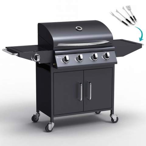 Red Angus stainless steel Gas grill BBQ 4+1 burners and barbecue grill