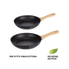 Set of 2 Non-Stick Black Aluminum Pans with Wooden Handle Fuji Offers