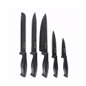 Black Knife Block with 5 Hammered Stainless Steel Knives Piko Promotion
