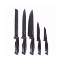 Black Knife Block with 5 Hammered Stainless Steel Knives Piko Promotion