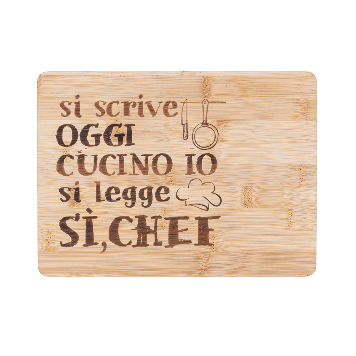 Wooden Cutting Board 27x20 cm "Oggi Cucino Io" Reads "Sì Chef" Promotion