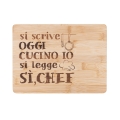 Wooden Cutting Board 27x20 cm "Oggi Cucino Io" Reads "Sì Chef" Promotion