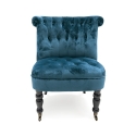 Vintage Style Velvet Effect Armchair with 2 Wheels Vesta 