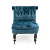 Vintage Style Velvet Effect Armchair with 2 Wheels Vesta 