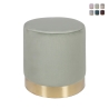 Ostara Cylindrical Velvet Effect Pouf with Gold Band Design Promotion