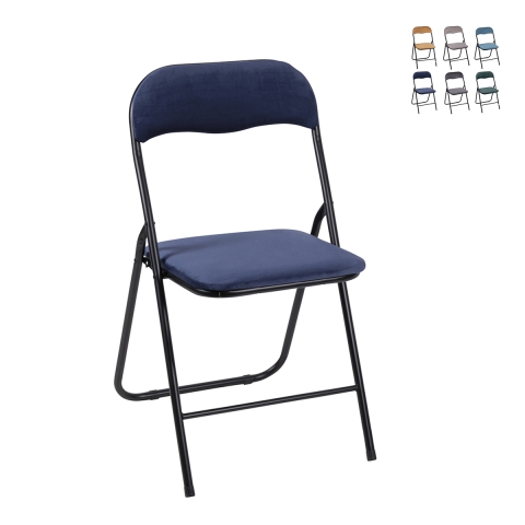 Set of 6 Folding Chairs with Velvet-Effect Upholstered Seat Pexis Promotion