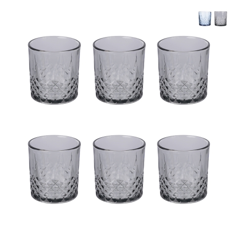 Set of 6 Glasses 340 ml with Decorative Surface Edinburgh Promotion