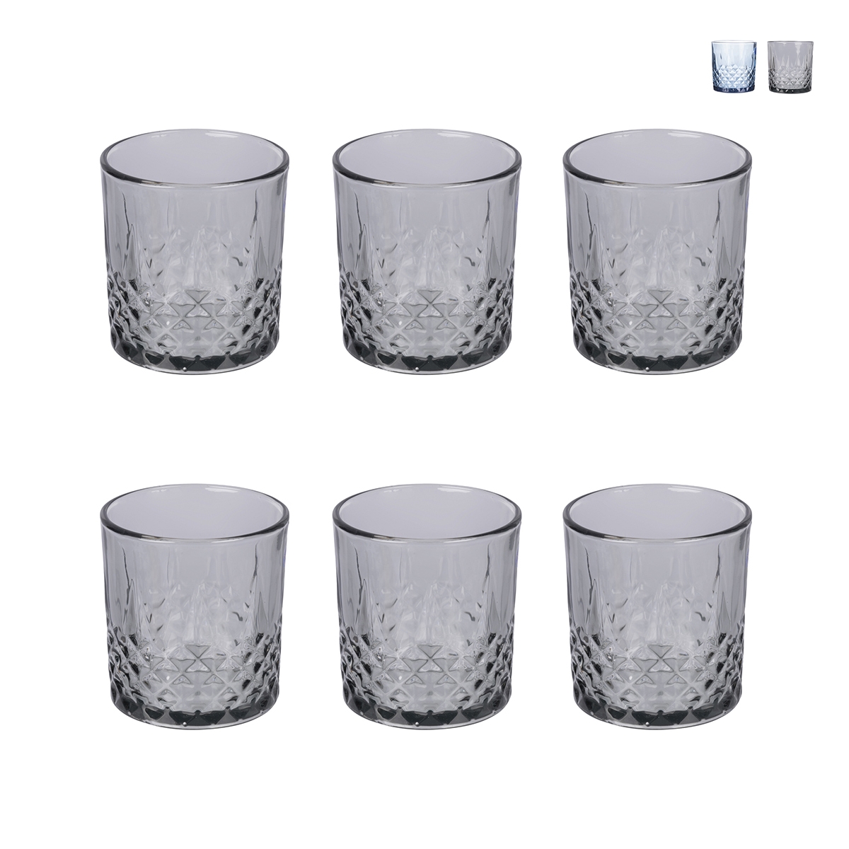 Set of 6 Glasses 340 ml with Decorative Surface Edinburgh Promotion