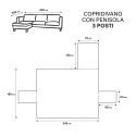 3-Seater Reversible Chaise Sofa Cover 240x305 cm Lupra 
