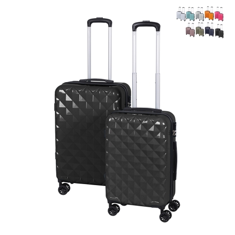 Set of 2 Diamond Suitcases with 4 Wheels and Double-Zip Combination Lock Promotion