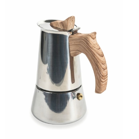 Riko Stainless Steel Moka Pot for 2 Cups with Wood-Effect Handle Promotion