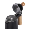 Black Aluminum 4-Cup Moka Coffee Maker with Wooden Handle Industry On Sale