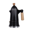 Black Aluminum 4-Cup Moka Coffee Maker with Wooden Handle Industry Promotion