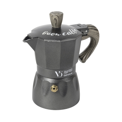 2-Cup Aluminum Alloy Moka Pot with Wood-Effect Handle Buon Caffè Promotion