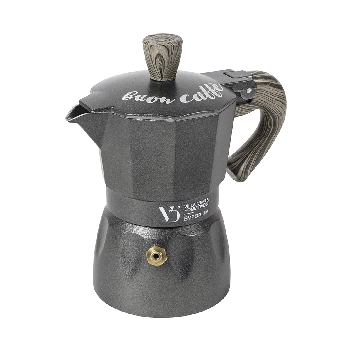 Classic Moka Coffee Maker 1 Cup with Wood-Effect Handle Buon Caffè Promotion