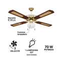 Windy 4-Blade Ceiling Fan with Light and Reverse Function, 70W Offers