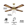 Windy 4-Blade Ceiling Fan with Light and Reverse Function, 70W Offers