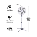 ArticFresh Adjustable Height Pedestal Fan with 3 Speeds and 5 Blades Model